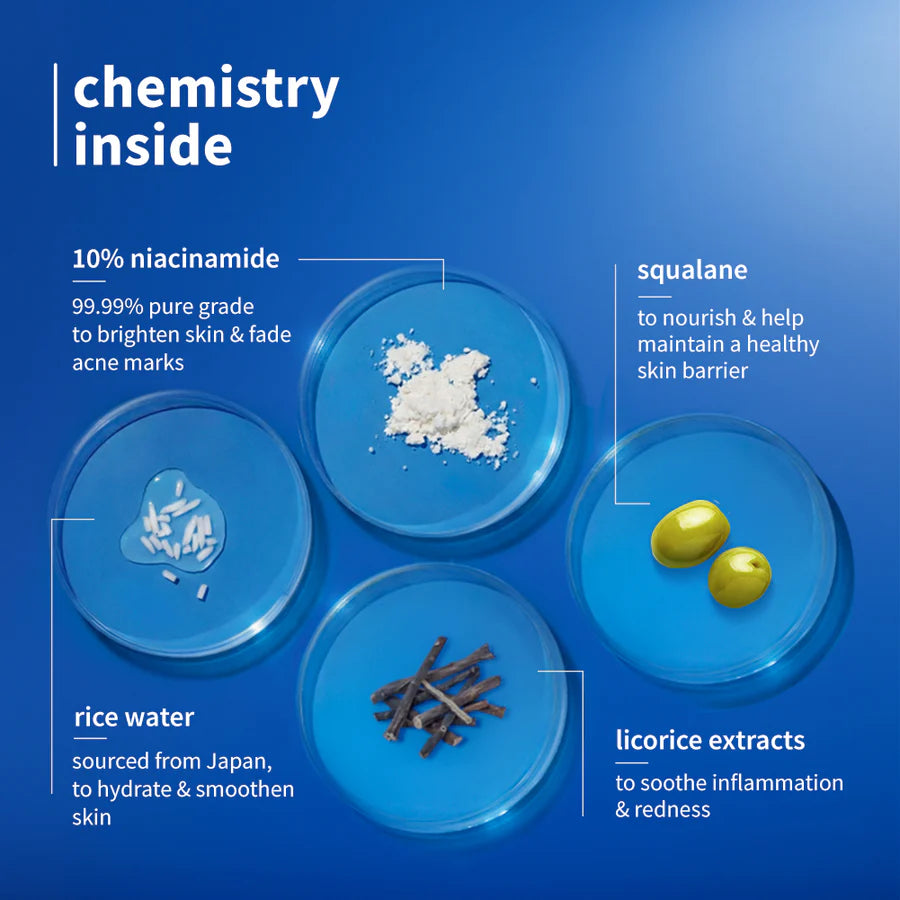 Plum 10% Niacinamide &amp; Rice Water Brightening Face Serum – Clear, Even &amp; Radiant Skin