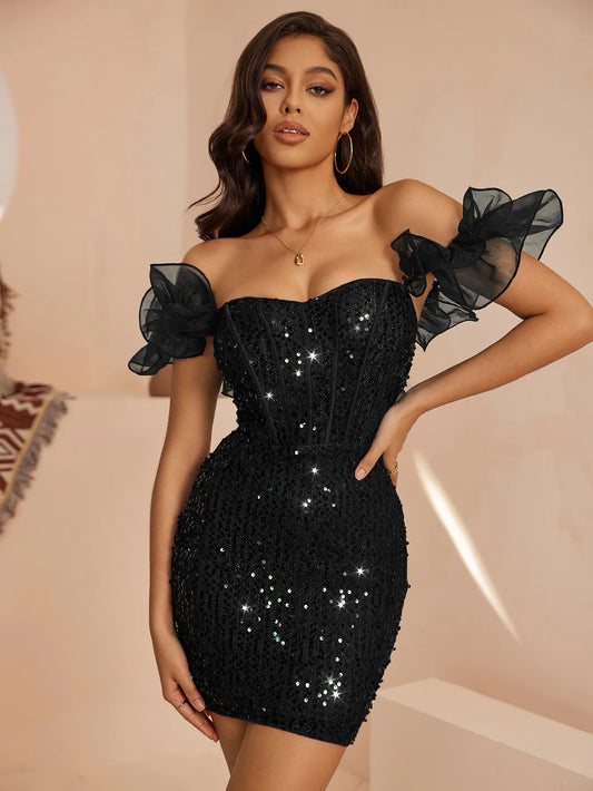 VELÉRÉA Éclat One-Shoulder Sequin Bodycon